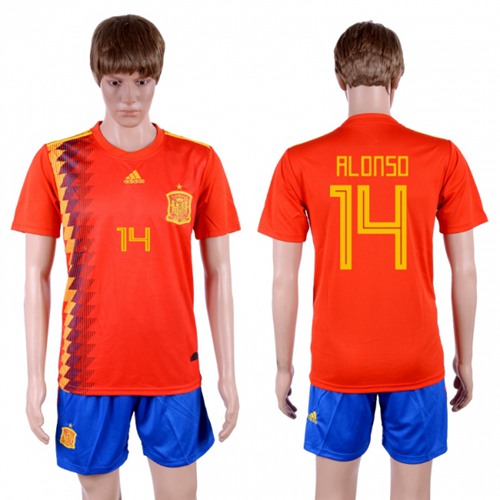 Spain #14 Alonso Home Soccer Country Jersey - Click Image to Close